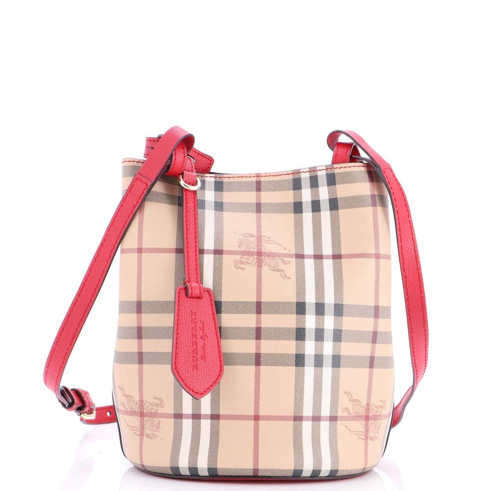 Burberry Lorne Bucket Bag Haymarket #254819B10B - Picture 1 of 6